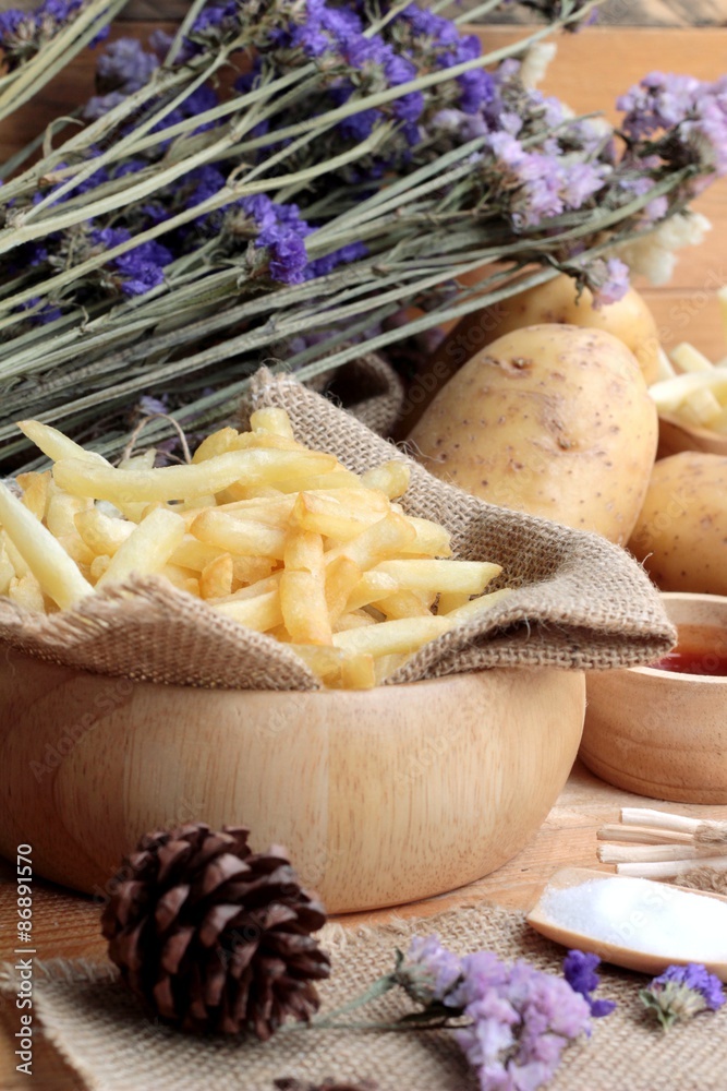 French fries with ketchup of delicious