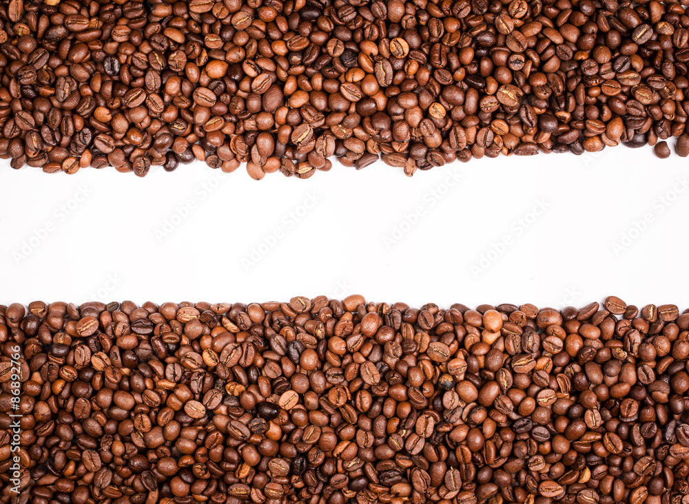 Frame of coffee beans on white background Frame of coffee beans on white background