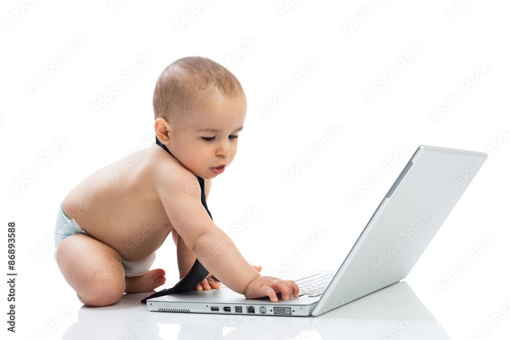 Technological baby child businessman Technological baby child businessman