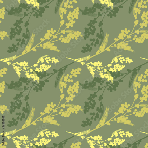 Seamless pattern with mimosa