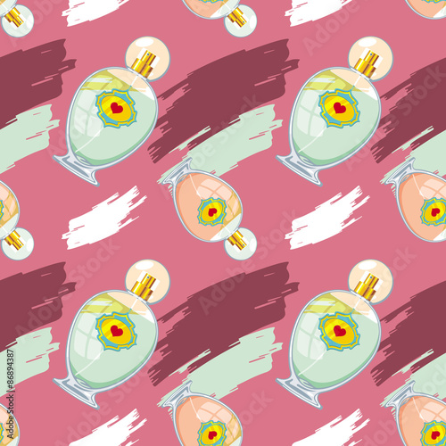 Seamless pattern with perfume bottle