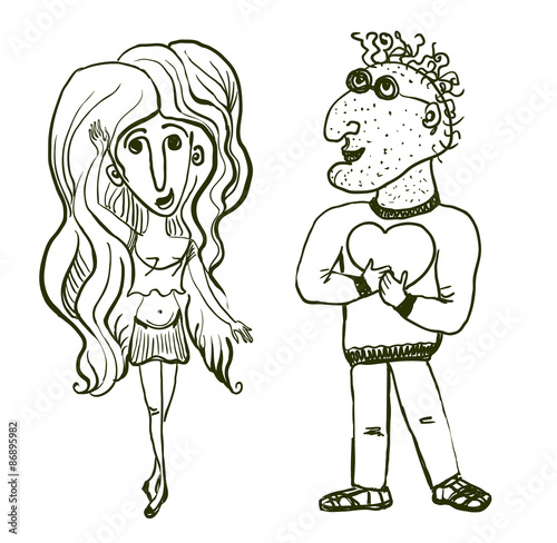 Sketch of women and men.
