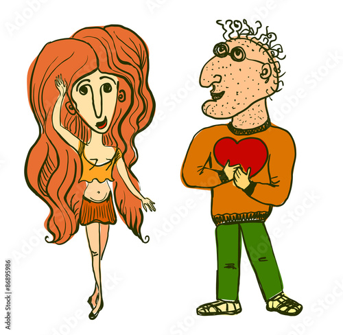 The dancing woman and the man in love.