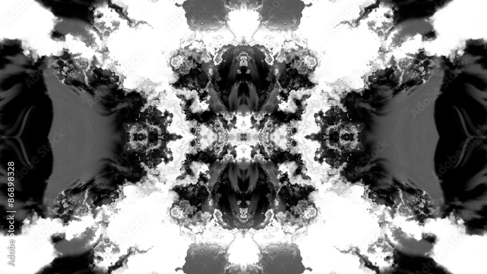 Rorschach Ink Bleed Animations – Three animated ink blot designs, also known as Rorschach Tests, with symmetrical ink bleeds spreading from the center. 