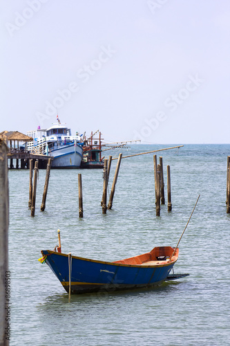 the blue fishing boat