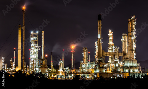 Oil refinery at night