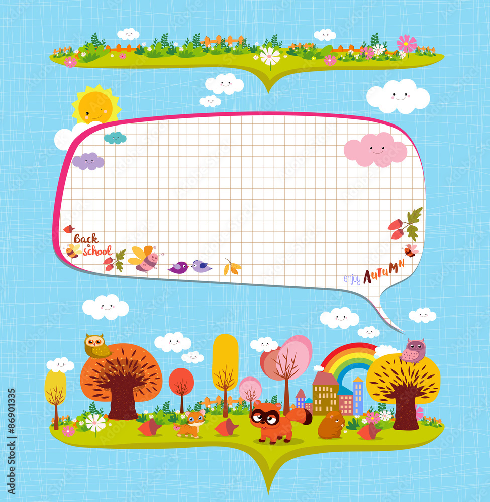 Hello autumn. Design elements for notebook. bubble note paper Hello autumn. Design elements for notebook. bubble note paper