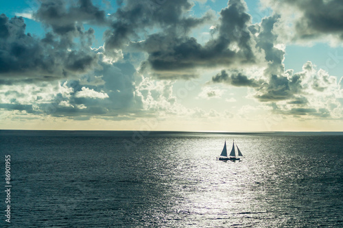 Ocean Sailboat at Sunset