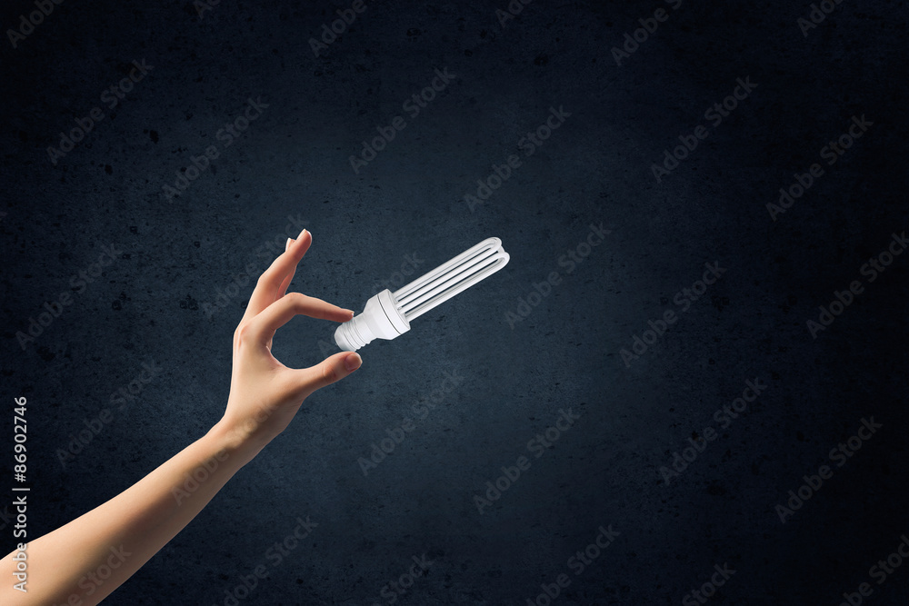 Naklejka premium Bulb in hand