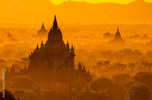 The Ancient Temples of Bagan Pagan  at dawn  Mandalay  Myanmar