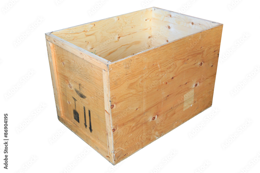 Old wooden box isolated on white background, wooden box for pack product to the customer in industry and delivery job, Shipping business. Old wooden box isolated on white background, wooden box for pack product to the customer in industry and delivery job, Shipping business.