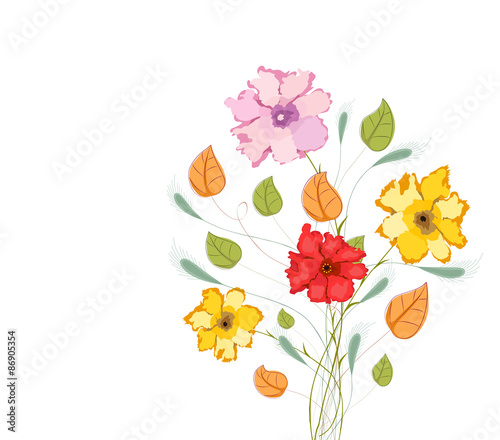 Watercolor colorful flowers