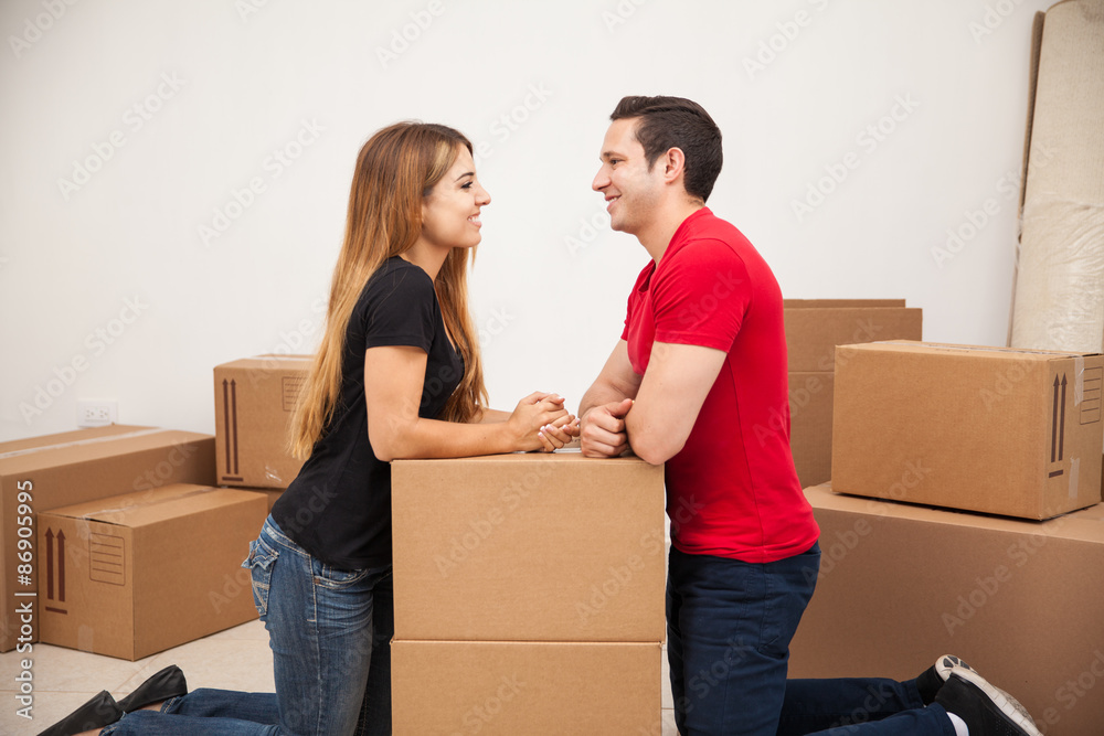 Cute couple moving in together