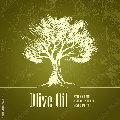 Olive tree. Vector oil . For labels, pack.