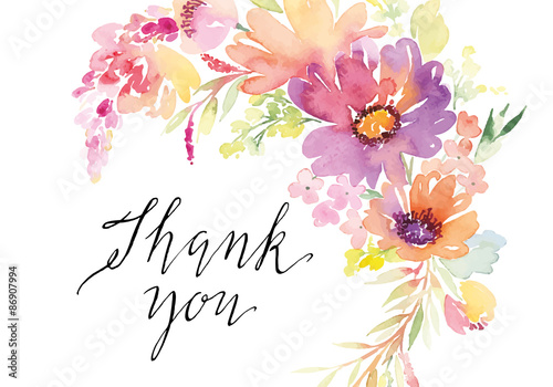 Watercolor greeting card flowers.