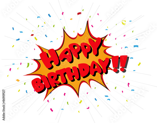 Wall Mural Happy birthday celebration on comic book style