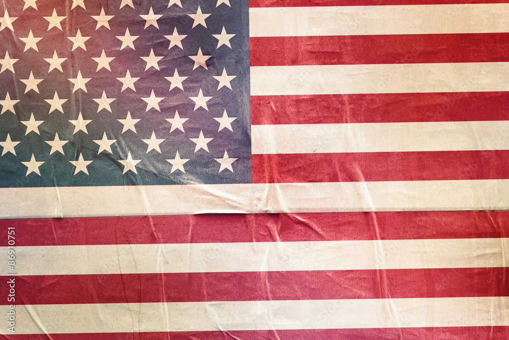 USA Flag Print on Grunge Poster Paper USA Flag Print on Grunge Poster Paper