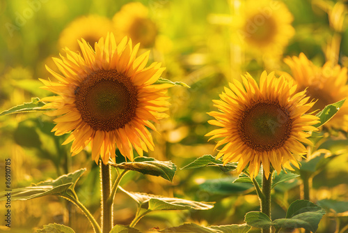 Fototapeta Naklejka Na Ścianę i Meble -  Beautiful Sunflowers in Field