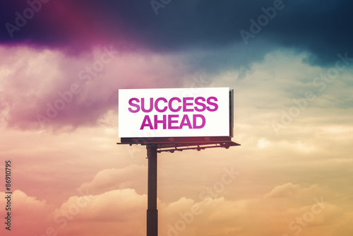 Success Ahead Motivational Message on Outdoor Advertsing Billboa photo