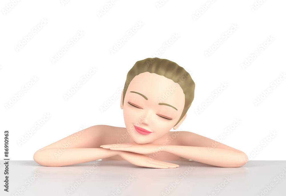3D illustration character - Beautiful woman skin care image 3D illustration character - Beautiful woman skin care image