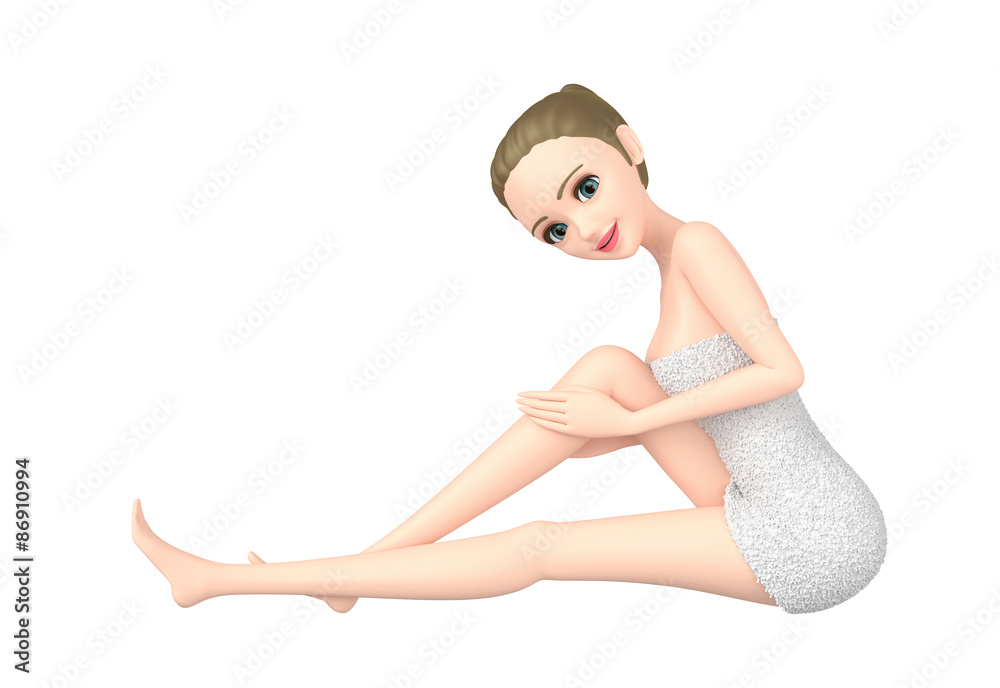 Obraz premium 3D illustration character - Beautiful woman skin care image