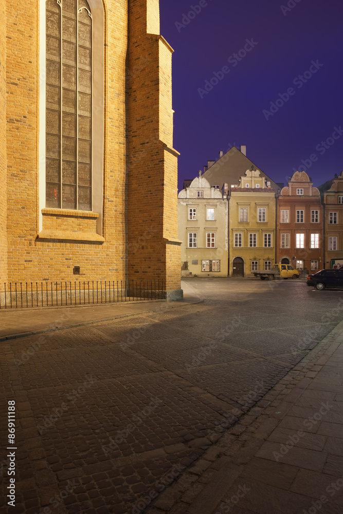 Old Town in Warsaw by Night