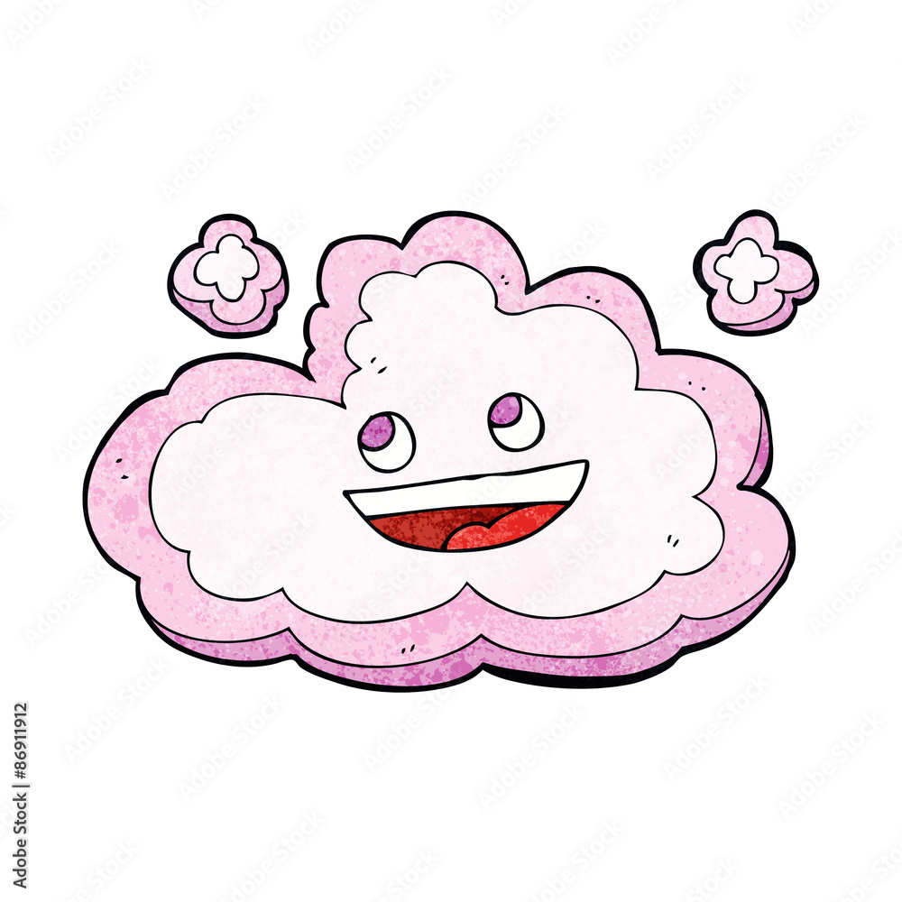 Obraz premium cartoon happy pink cloud