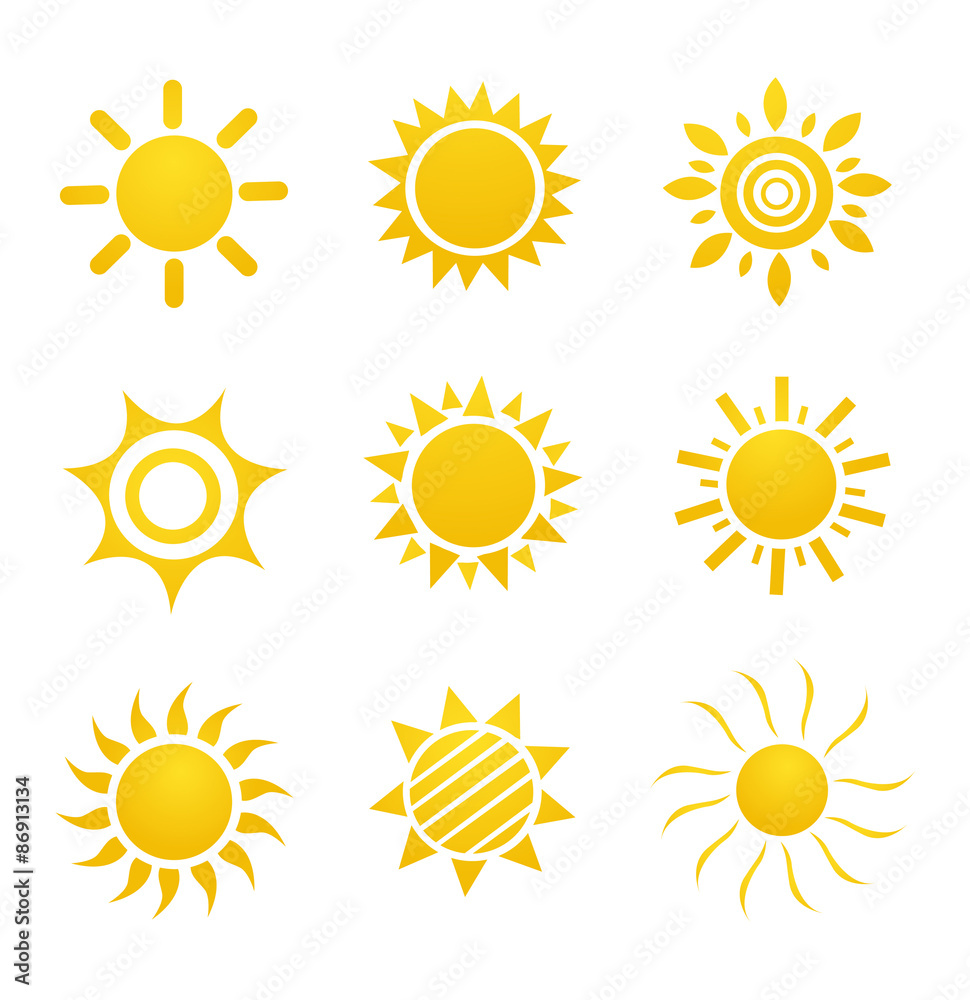 Set of glossy sun images Set of glossy sun images