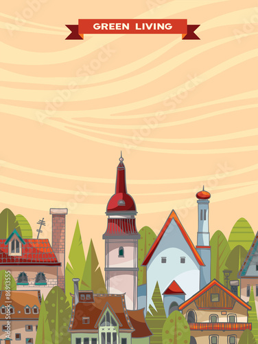 Wallpaper Mural Green city. Urban landscape. Torontodigital.ca