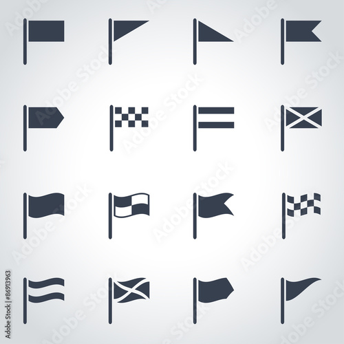 Vector black flag icon set