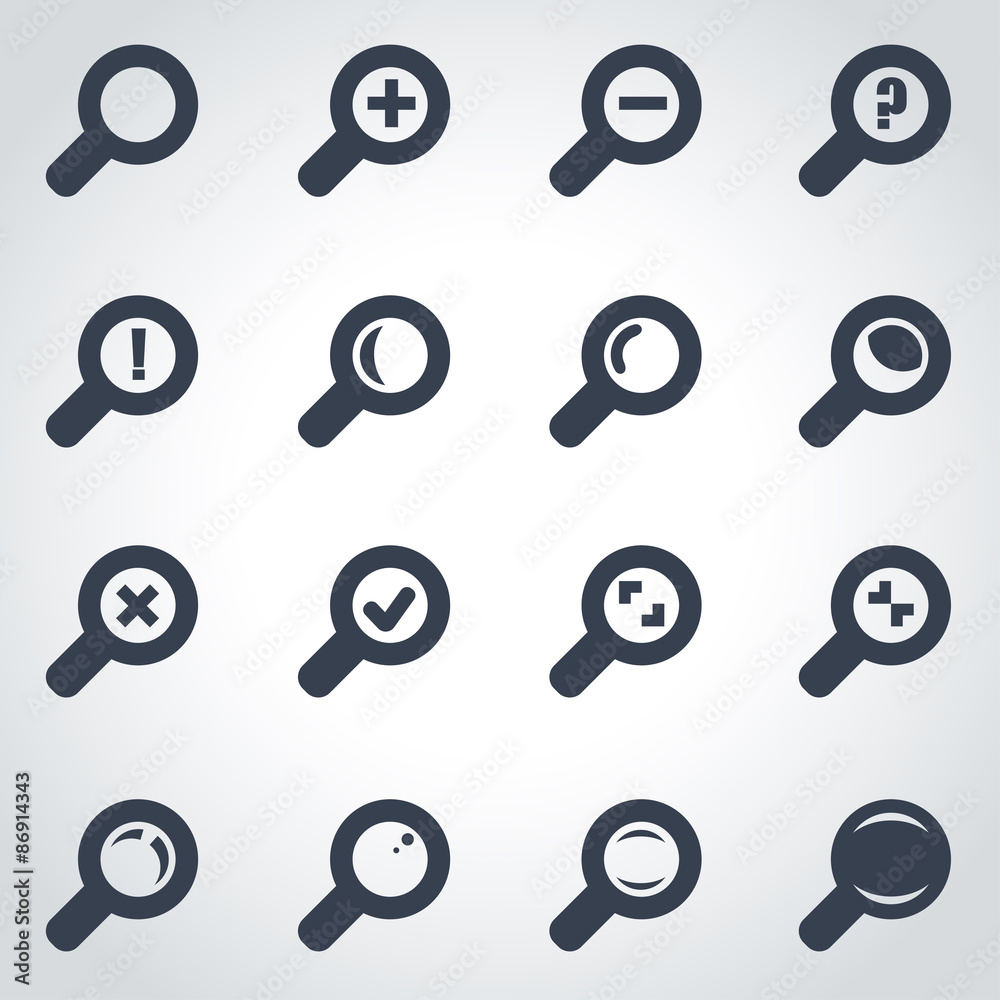 Vector black magnifying glass icon set Vector black magnifying glass icon set