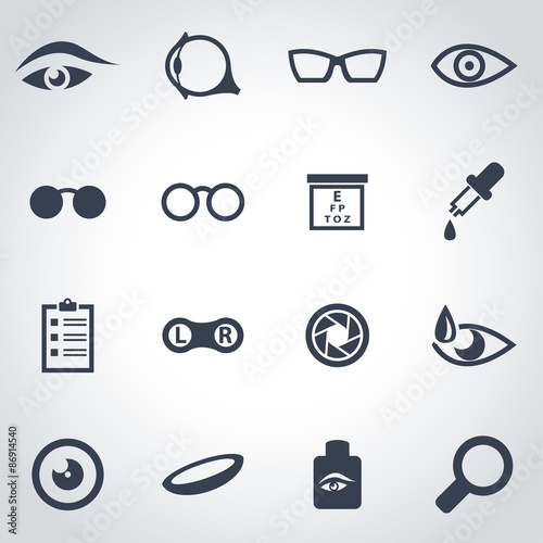 Vector black optometry icon set