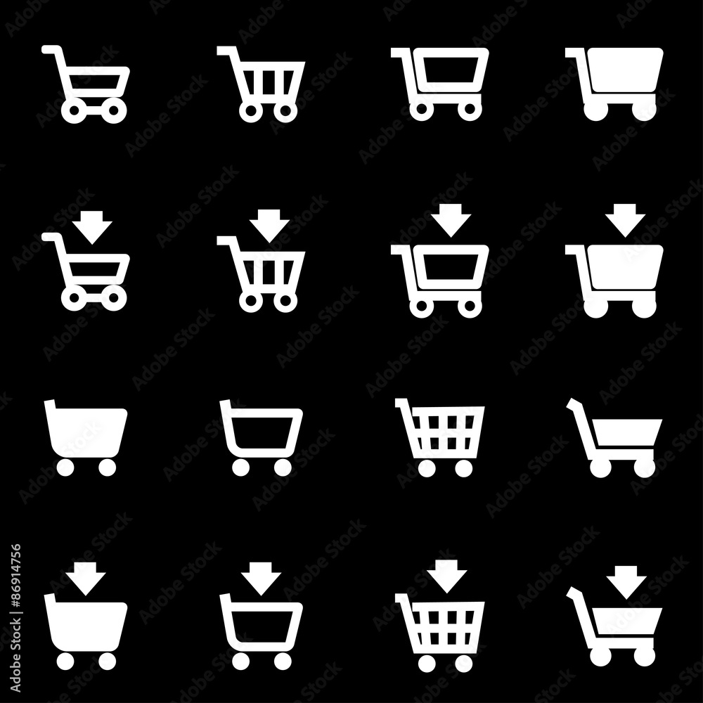 Vector white shopping cart icon set Vector white shopping cart icon set