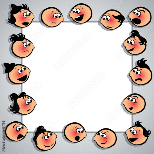 Frame with faces with diferent expressions.