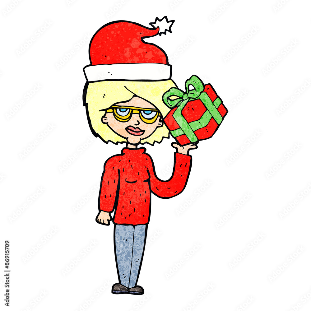 cartoon woman getting ready for christmas