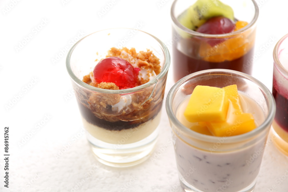 Sweet desserts in the glass Sweet desserts in the glass
