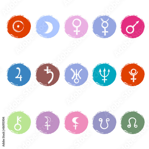 Colorful astrological signs of planets