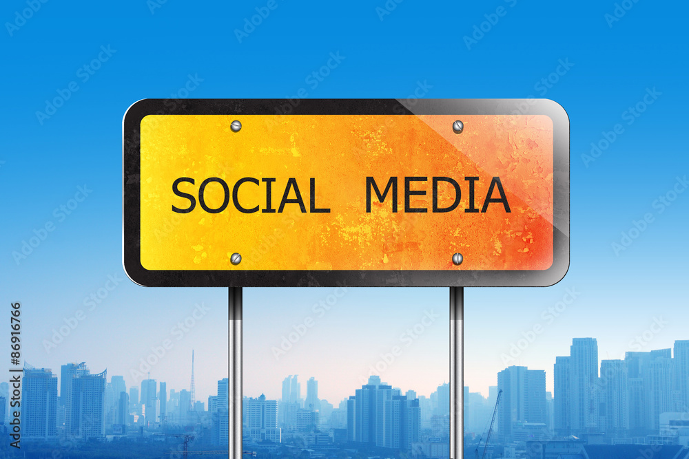 social media on traffic sign