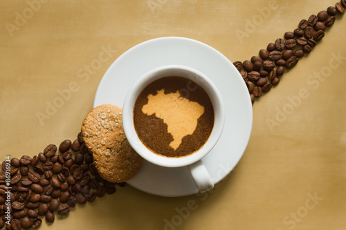 Still life - coffee with map of Brazil