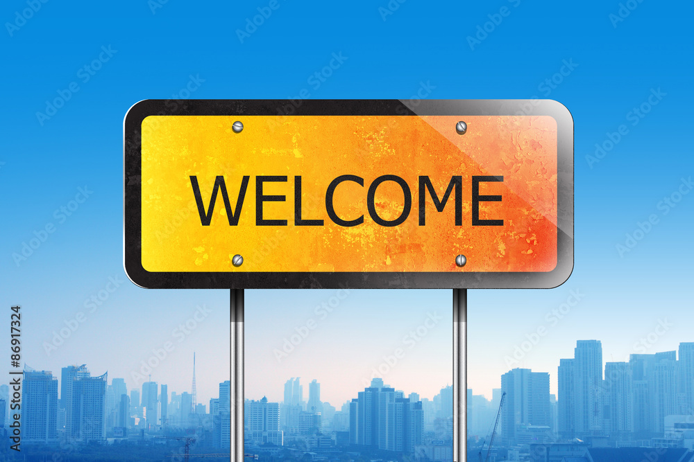 welcome traffic sign