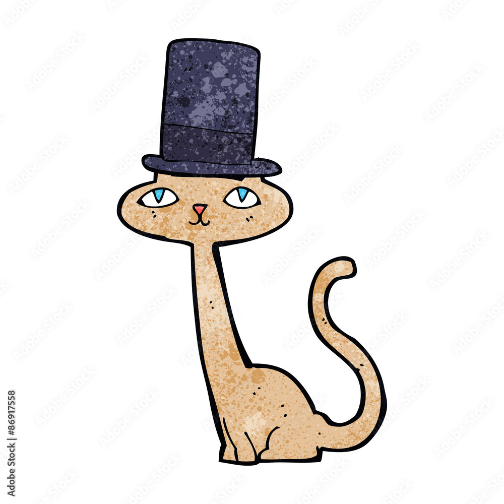Obraz premium cartoon cat in top hat