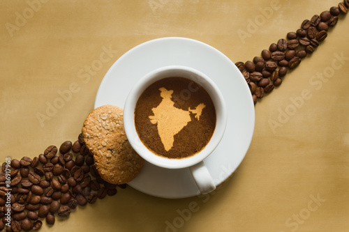 Obraz na płótnie Still life - coffee with map of India w salonie