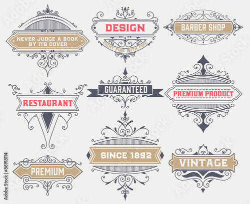 vintage logo template, Hotel, Restaurant, Business Identity set.