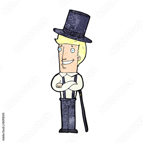 cartoon man wearing top hat