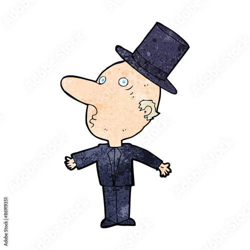cartoon man wearing top hat
