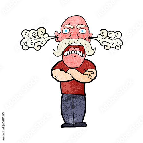 cartoon furious man with red face