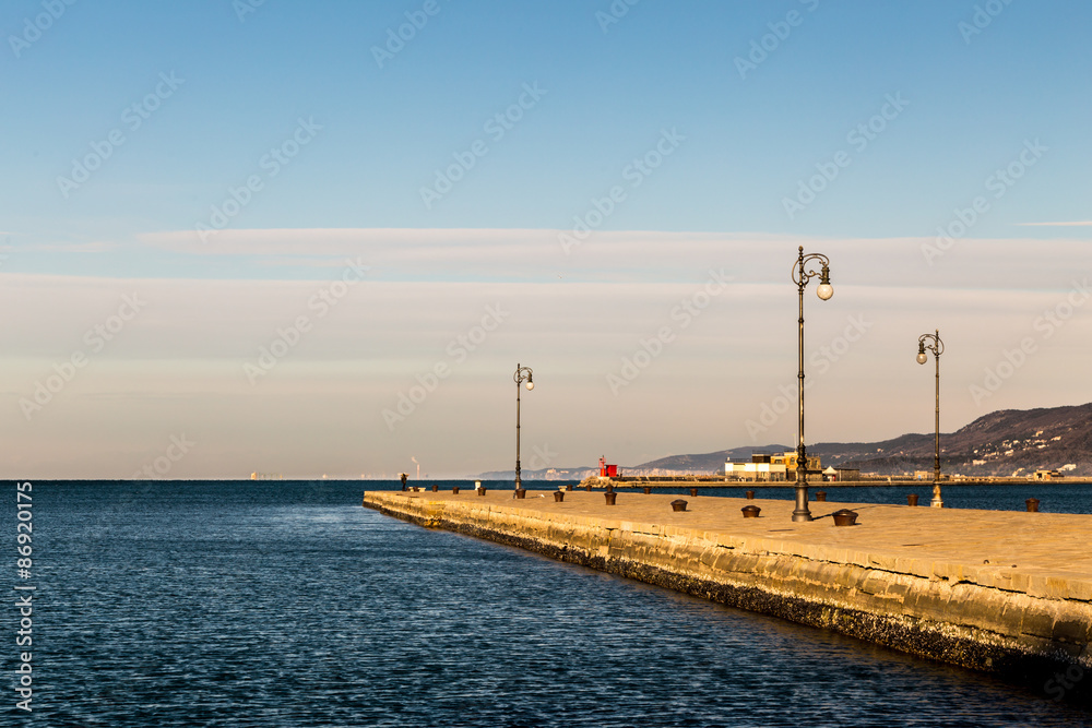 winter morning at the port of Trieste