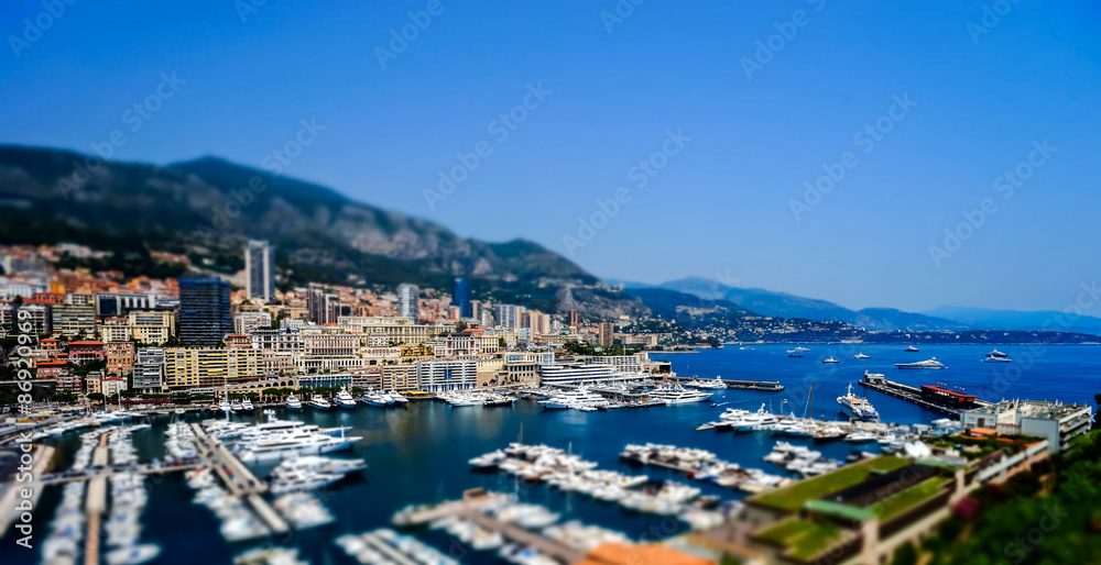 View of Monaco harbour with big ships.