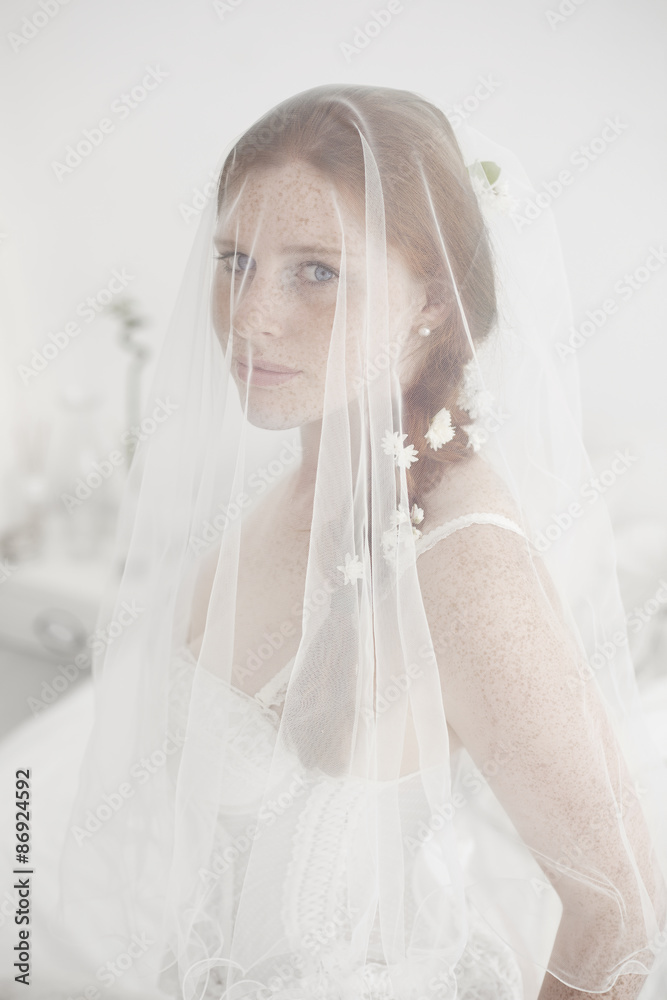 Portrait of Beautiful freckled redhead Bride Portrait of Beautiful freckled redhead Bride