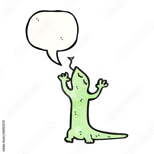 cartoon lizard with speech bubble